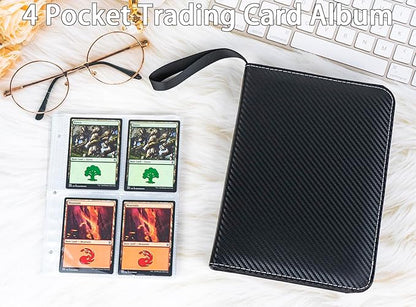 4 Pocket Trading Card Collection Book, Binder Card Album with 400 Pockets Game Card Sleeves, Binder Card Organizer for MTG, TCG, and Baseball Cards Protection and Storage