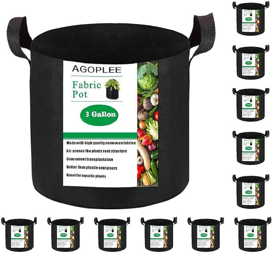 12-Pack 3 Gallon Plant Grow Bags Heavy Duty Thickened Nonwoven Fabric Pots with Handles