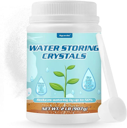 2LB Water Storing Crystals for Plants with Spoon, Water Gel Solves Plant Over-Watering and Drought Problems, Keeps The Soil Moist, Small Water Storing Polymer Crystals Powder for Plants - by Oycevila