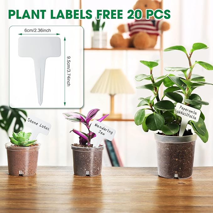 4 Inch Clear Nursery Pots for Plants, Transparent Plastic Plant Pots with Drain Holes, Seed Starter Clear Pots with 20 Plant Labels for Flowers Vegetable Seedlings 30 Pcs