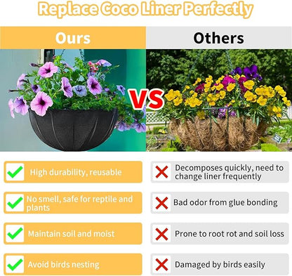 12x82 Inch Black Felt Planter Liner Roll, Non-Woven Hanging Basket Liners Coco Coir Alternative Breathable Outdoor Planter Liner Window Box Liners for Metal Basket Flower Pot Raised Garden Bed