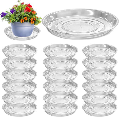 20 Packs 14" Clear Plant Saucers for Indoor Outdoor Use Heavy Duty Plastic Plant Trays for Planter Flower Pot Drip Trays to Catch Water, Bulk 4 to 20 Inch, Round Transparent