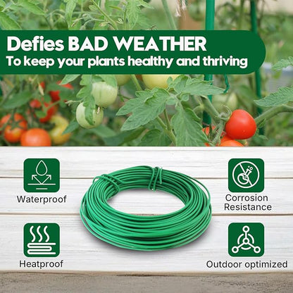 100FT Soft Plant Ties, 2.5mm Heavy Duty Rubber Coated Garden Twist Tie Wire with Metal Core, Reusable Damage-Free Support for Tomatoes, Climbing Plants, Vegetables & Vines