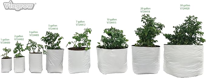 Viagrow Grow Bags Thick Plastic Grow Bags for Potting, Seedlings, Rootings, 1 Gallon 100 Pack, White