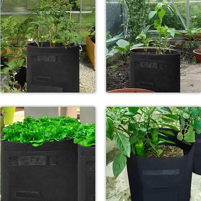 TCBWFY 2 Pack Potato Grow Bags with 2 Flaps 15 Gallon,Heavy Duty 14oz/yd² Planter Pot with Sturdy Handles and 2 Harvest Windows for Potato Tomato and Vegetables