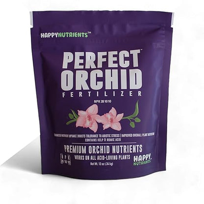 Perfect Orchid by Happy Nutrients 12 Oz Powder Fertilizer for Orchids & Acid Loving Plants - Premium Orchid Nutrients for Vibrant Blooms, Strong Roots, and Lush Foliage