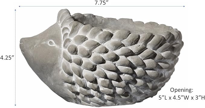 Classic Home and Garden Cement Buddies Animal Planter - Cute Desk Decoration - UV Coated Animal Vase w/Removable Drain Plug - Succulent Planter for Indoor/Outdoor Use (Hedgehog, Natural, Large)