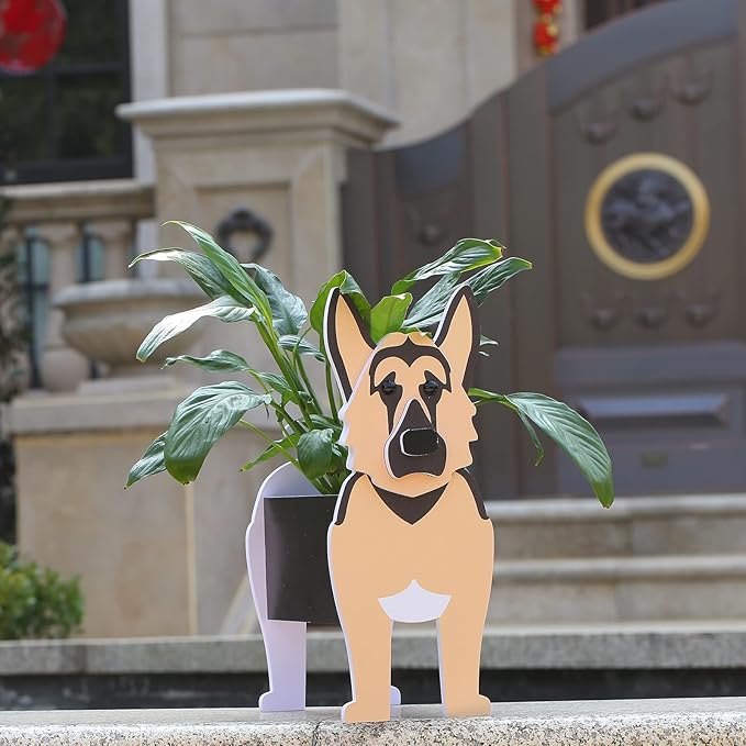 German Shepherd Gifts,German Shepherd Dog Planter Plant Pot,Cute Dog Flower Pots for Outdoor Garden Decoration,Birthday Gifts for Women,Office Home Decor Small German Shepherd
