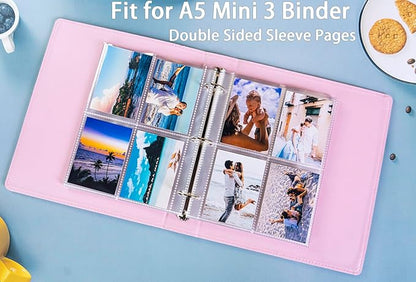 80 Pack 640 Pockets 2.5x3.5 Trading Card Sleeves,A5 Binder 4 Pocket Card Sleeves,Double-Sided 4 Pocket 6.1x7.6 Page Protector,Ultra-Clear Game Card Sheets for A5 Mini 3 Ring Binder
