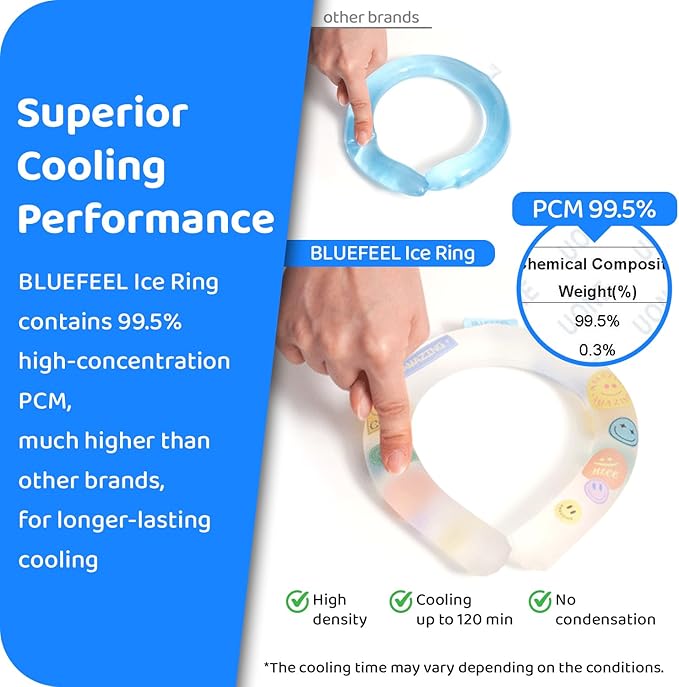 BLUEFEEL Neck Cooler Ice Ring | Wearable Cooling Tube Neck Wrap with Gel Ice Pack | Personal Air Conditioner for Heat Relief, Outdoor Activities, Hot Summer - Instant Freeze Below 64°F (Grid)