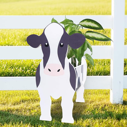 Cow Planter, Cute Animal Shape Flower Planters, Plant Pots for Indoor/Outdoor Garden Decor, Unique Gifts/Souvenirs for Pet Lovers (Dairy Cow 2D)
