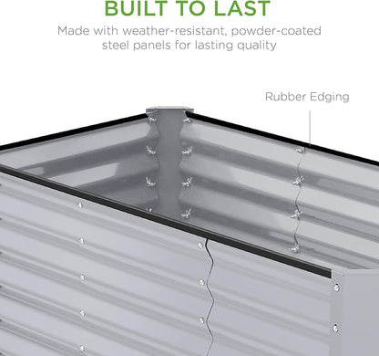 Best Choice Products 4x2x2ft Outdoor Metal Raised Garden Bed, Deep Root Box Planter for Vegetables, Flowers, Herbs, 119 Gallon Capacity, 100% Non Toxic Materials - Moonlight Gray