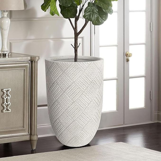 Oakrain Large Rustic Planters for Indoor Plants, 17" Tall Decorative Planter Pot with Drainage Hole, Modern Floor Vase for Home Decor, Living Room, Entryway