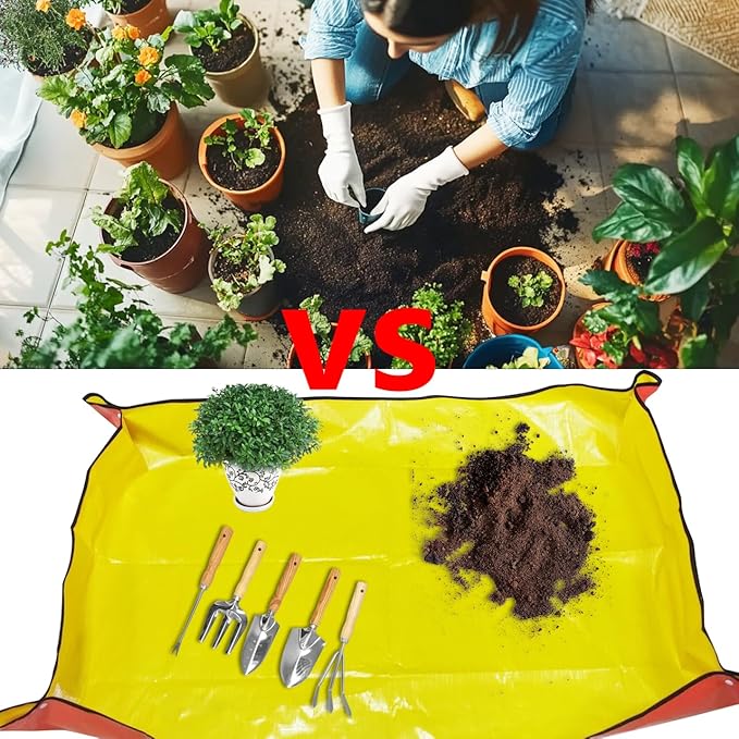 Extra Thick Waterproof Transplanting Mat for Gardening - 39.5x31.5 Inch Large Potting Tray for Plant Transplanting and Mess Control | Portable Succulent & Plant Repotting Mat