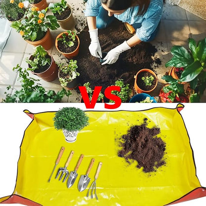 Extra Thick Waterproof Transplanting Mat for Gardening - 39.5x31.5 Inch Large Potting Tray for Plant Transplanting and Mess Control | Portable Succulent & Plant Repotting Mat