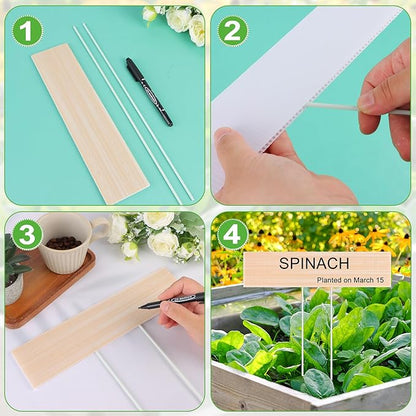 20 Set Jumbo Outdoor Plant Label Stakes 14.6" TALL Waterproof Plant Markers Nursery Garden Markers with Marker Pen to Easily Locate and Identify All Your Plants, FLowers, Herbs and Vegetables