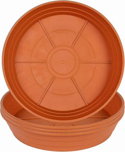 Plant Saucer 6 Inch 4 Pack 6 8 10 12 14 16 18 20 25, Plastic Plant Trays for Pots，Extra-Deep Plant Water Dray Tray, Bird Bath Bowl, Heavy Flower Plant saucers Indoors and Outdoor No Holes 6in-4 red