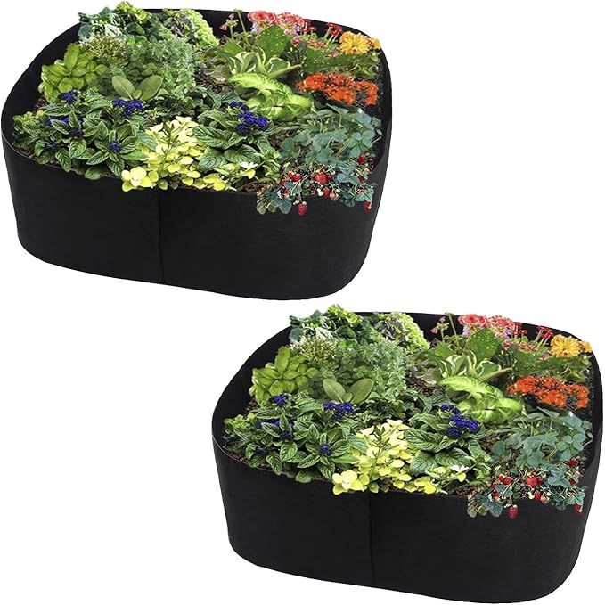 Planting Grow Bag,Felt Fabric Raised Planting Bed,Raised Garden Bed Planter Breathable Planting Container Rectangle Growing Pot (Black - 2ft*2ft- 2Pack)