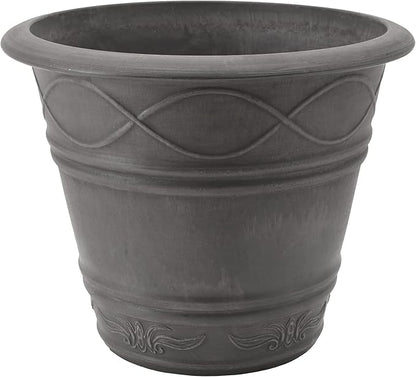 PSW Pot Collection Western Weave Planter Pot for Indoor and Outdoor Plants and Gardens, 14.5-inch, Dark Charcoal