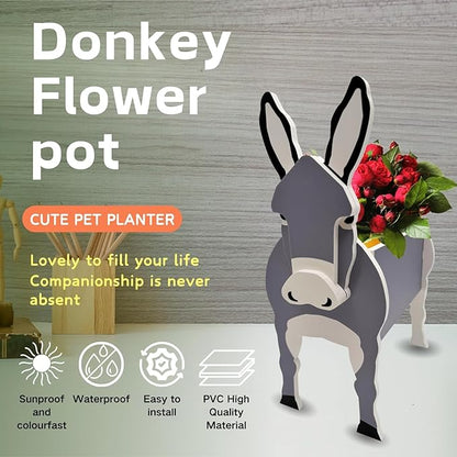 Donkey Planter Plant Pots,Animal Flower Pot for Indoor/Outdoor,Small Cute PVC Animal Face Shape Plant Container Best for Home Office Garden Decoration Mom Gift Ideas