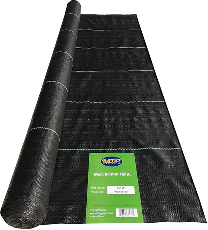MTB 6 Ft Width by 150 Ft Length Landscape Fabric, Woven Weed Barrier, PP Black