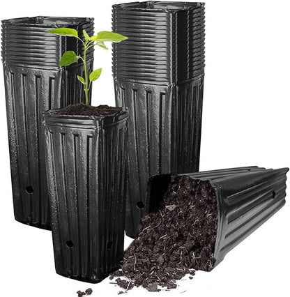 30Pcs Plastic Deep Plant Nursery Pots,12.2 in Tall Seedling Flower Plant Container Potswith Drainage Hole for Garden Plants Flowers Indoor Outdoor (L:12.2" Lx4.72 W)
