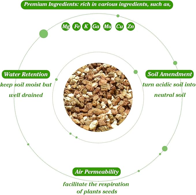 Halatool Soil Amendment 2QT Vermiculite for Plants Gardening Indoor Natural Potting Soil Mix Additive for Holding Moisture Aeration Drainage