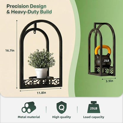 Wall Hanging Planters, Modern Iron Frame for Indoor/Outdoor Plants, Stylish Decor for Living Room, Garden, Patio 3 Pack Black