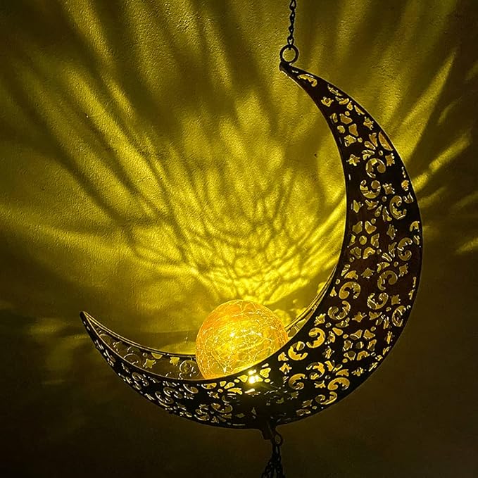Solar Moon Wind Chimes Outdoor, Waterproof Moon Wind Bells Light Clearance for Outside, Unique Gifts for Mother's Day, Children's Day, Birthday, Mom, Women, Decor for Garden, Yard, Party