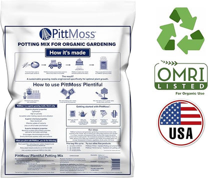 PittMoss Plentiful Eco-Friendly, Organic, Peat-Free Potting Mix, 1 Cubic Foot for Gardens, Houseplants, Mulching & More - Made in USA from Recycled Paper
