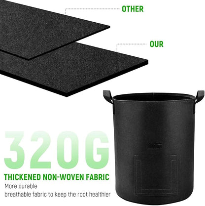 5 Pack 10 Gallon Potato Grow Bags with Flap and Handles, Heavy Duty Fabric Pots for Planting Potato, Carrots,Taro