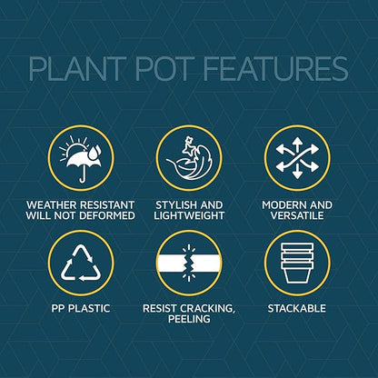 Brown 6-Inch Plant Pots with Drainage & Saucers 18 Pack, Indoor & Outdoor Planters for Houseplants, Herbs, and Flowers, Durable & Weatherproof Material, Stackable, Lightweight, Minimalist Design