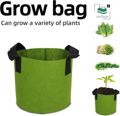 Grow Bags,Growing Pot Bags Garden Grow Bag Indoor Outdoor Fabric Aeration Plant Pot Container Flower Vegetable Pouch (Army Green,2 Gallon)