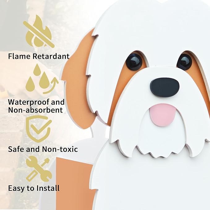 Shih Tzu Dog Planter, Cute Animal Shape Flower Planters, Plant Pots for Indoor/Outdoor Garden Decor, Unique Gifts/Souvenirs for Pet Lovers (Brown)