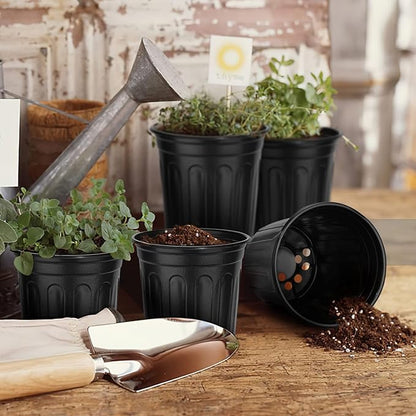RAOOKIF 5 Gallon Pots for Plants, Flexible 1/2/3/5 Gallon Nursery Pot with Drainage, Gallon Plastic Pots for Plants