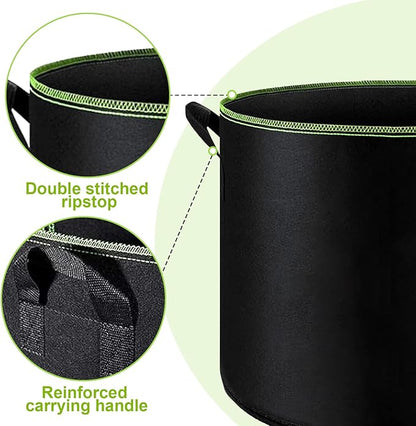 6-Pack 10 Gallon Grow Bags - 300G Heavy Duty Aeration Fabric Pots with Handles,Thickened Nonwoven Planter Bags for Vegetables Flowers Fruits