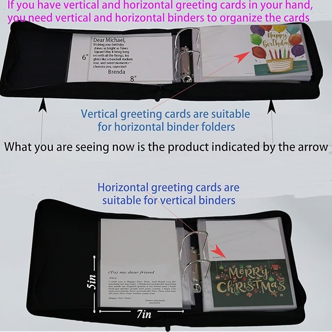 greeting card organizer binder and birthday card holder book,christmas card photo album,binder for greeting cards with sleeves,Suitable for 5x7in, 4x6in, 3x5in cards holds 120 cards (violet)