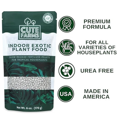 Indoor Slow Release Fertilizer Pellets for Houseplants & Outdoor Pot Plants - All-Purpose Fertilizer (6 oz) Resealable Bag Cute Farms