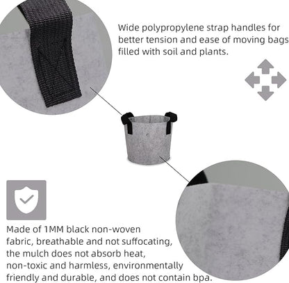 Grow Bags,Growing Pot Bags Garden Grow Bag Indoor Outdoor Fabric Aeration Plant Pot Container Flower Vegetable Pouch (Light Gray,20Gallon)