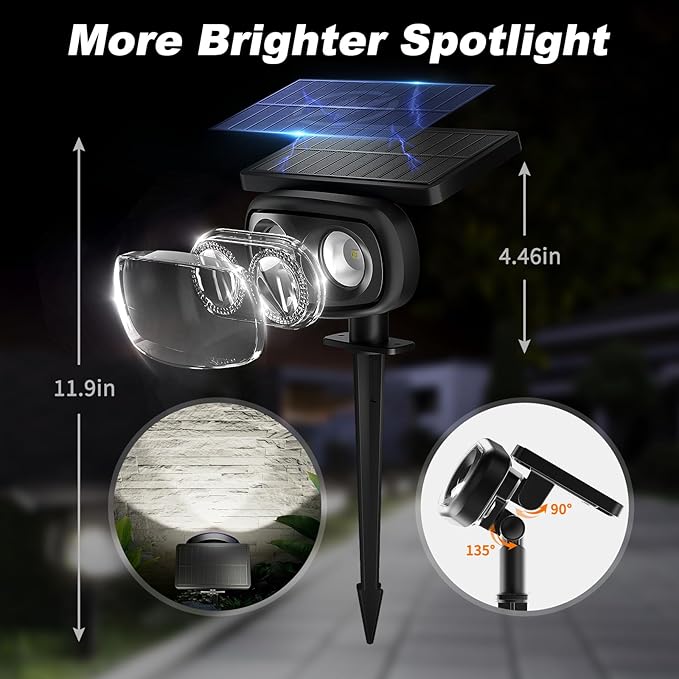 Solar Spot Lights Outdoor Waterproof IP68, RGB Colors Changing Solar Lights with 4 Lighting Modes, Solar Powered Lights Outdoor for Garden Yard Outside Landscape (4Pack)