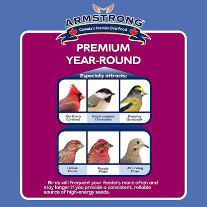 Armstrong Wild Bird Food Premium Year-Round Blend, 5 Pound Jug - with Cut Corn, Red Milo, White Millet & Black Oil Sunflower Seeds - Easy to Carry, Pour & Store