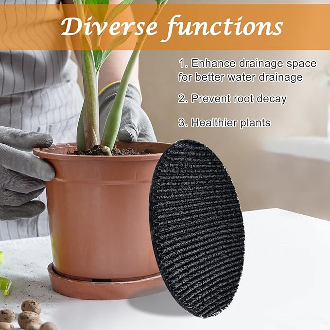 3Pcs Round Pot Mesh Drainage Discs Double Layer Plant Pot Hole Insert Pads Cutable Bonsai Pot Bottom Grid Mat Mesh Reusable for Indoor Outdoor Potted Plant Prevent Soil Loss Keep Roots Healthy 12inch