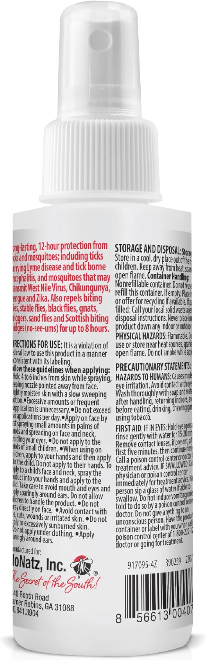 No Tickz Tick Repellent with 20% Picaridin, 12-Hour Protection from Ticks & Mosquitoes, Non-Greasy Formula, Made in the USA, Unscented, 4 Ounce Spray Bottle
