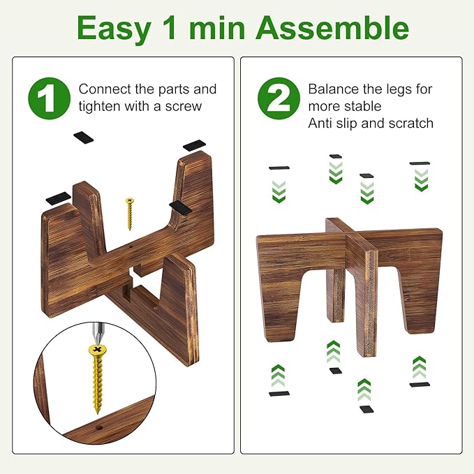 Plant Stand Indoor Outdoor, Plant Holder Sturdy Single Flower Pot Stand Planter Stand Stool Display Decorative for Desktop Counter Room (Natural 2 pack)