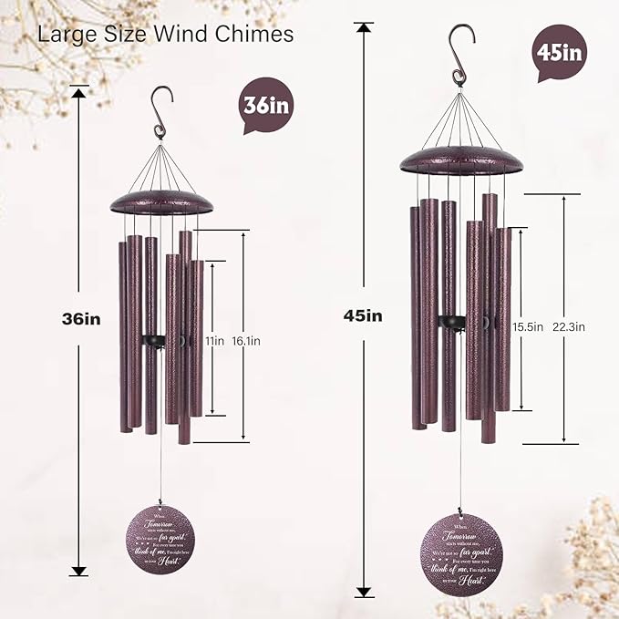 ASTARIN Personalized Memorial Wind Chime for Loss of Loved One 30/36/42 inch, Sympathy Deep Tone Wind Chimes for Mom Dad/Mother Father, Remembrance Gifts for Grief Condolence Funeral,Produced in USA