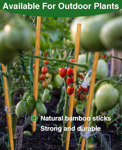 Strong Bamboo Sticks for Plants,18 Inch Tall Bamboo Poles for Plants, Plant Stakes for House Outdoor Indoor, Wood Garden Stakes for Potted Tomato Flower, 12 Pieces Long Wooden Rods Heavy Duty Support