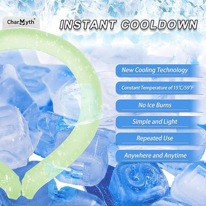 Neck Cooling Tube Reusable Ice Cooler Ring Instant Cooling Below 15°C (59°F) Portable Neck Wrap for Summer Outdoor & Indoor Use Heat Relief & Comfort