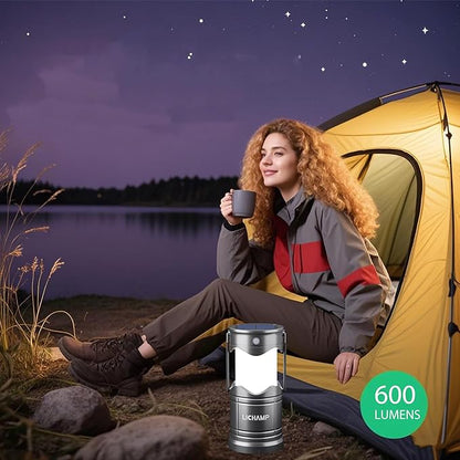 Lichamp 2-Pack Solar Camping Lantern, USB Rechargeable LED Lanterns Battery Powered Pop Up Flashlight Lamps with Three Modes Power for Power Outages Hurricane Supplies Emergency Indoor & Outdoor