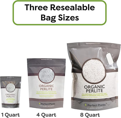 Organic Perlite by Perfect Plants — Add to Soil for Indoor & Outdoor Container Plants for Drainage Management and Enhanced Growth (8qts.)