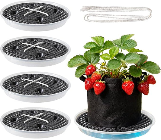 4 Pcs Self-Watering Pots Base，for 5 Gallon Fabric Pots, Auto-Irrigation Water Delivery System，for Indoor and Outdoor Plants